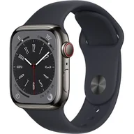 Smartwatch - Apple Watch 8 GPS  +Cellular 41mm Stalowy MNJJ3WB/A Grafitowy - miniaturka - grafika 1
