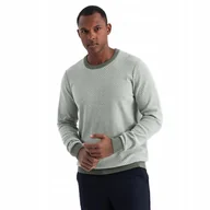 Swetry męskie - Męski elegancki sweter bawełniany oliwkowy Ombre OM-SWSW-0111 V2 roz. S - miniaturka - grafika 1