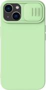 Etui i futerały do telefonów - Nillkin CamShield Silky Silicone Case etui iPhone 14 pokrowiec z osłoną na aparat zielony - miniaturka - grafika 1