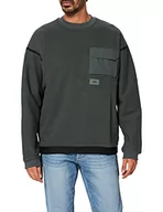 Bluzy męskie - G-STAR RAW Męska bluza z siateczki R Sw, szary (Graphite C632-996), XS - miniaturka - grafika 1