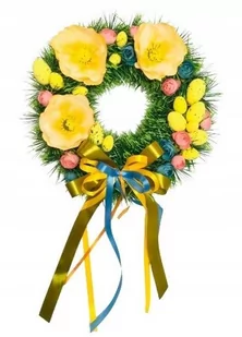 WIANEK WIELKANOCNY NA DRZWI dekoracja jajko kwiaty sztuczne stroik święta - Sztuczne kwiaty - miniaturka - grafika 1