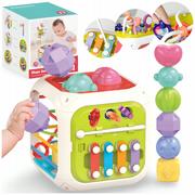 Zabawki sensoryczne - Sorter Klocków Gumki Elastyczna Multi Kostka Montessori Sensoryczna 7w1 - miniaturka - grafika 1