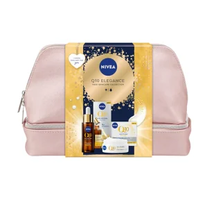 Nivea Q10 Elegance zestaw kosmetyków do pielęgnacji twarzy krem na dzień SPF15 + serum + kosmetyczka - Zestawy kosmetyków damskich - miniaturka - grafika 1