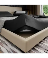 Prześcieradła - Prześcieradło satynowe 90x200 PAN MATERAC czarne z gumką 100% bawełna - miniaturka - grafika 1