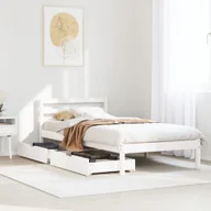 Łóżka - Rama łóżka bez materaca, biała, 75x190 cm, lite drewno sosnowe - miniaturka - grafika 1