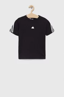Koszulki dla chłopców - adidas t-shirt bawełniany dziecięcy U FI 3S kolor czarny z aplikacją - grafika 1