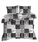 Pościel - pościel z bawełny płaskiej 160x220 + 2 poszewki B 144 abstrakcyjna czarna - miniaturka - grafika 1