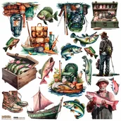 Scrapbooking - NAKLEJKI PAPIEROWE 24x24 ScrapLove - Fishing 1 - miniaturka - grafika 1