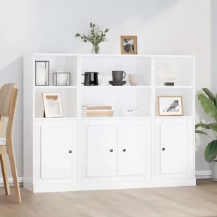 vidaXL Wysokie szafki, 3 szt., białe z połyskiem - Szafki do salonu - miniaturka - grafika 1