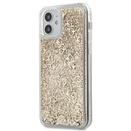 Etui i futerały do telefonów - Guess 4G Liquid Glitter - Etui na iPhone 12 Mini złoty GUHCP12SLG4GSLG - miniaturka - grafika 1