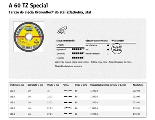 Klingspor Tarcza do cięcia A60TZ płaska 125 x 1.0 x 22 mm - Tarcze do pił - miniaturka - grafika 2