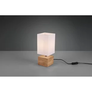 Reality LEUCHTEN Lampa stołowa Woody z drewnianą stopą, 12cm x 12cm - Lampy stojące - miniaturka - grafika 1
