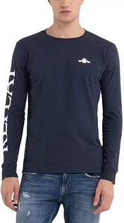 Koszulki męskie - Replay T-shirt męski, Niebieski 085, M - grafika 1
