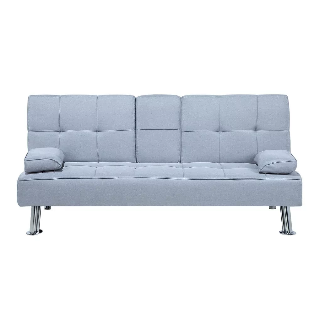 Beliani Rozkładana tapicerowana sofa ROXEN jasnoszara