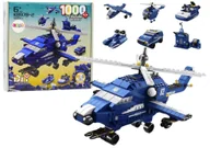 Klocki - Helikopter Śmigłowiec Policyjny Klocki Konstrukcyjne 6w1 Niebieski 1000ele. - miniaturka - grafika 1