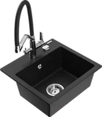 Zlewozmywaki z baterią - Mexen Milo zlewozmywak granitowy 1-komorowy z baterią kuchenną Duo, czarny - 6505-77-671701-07 - miniaturka - grafika 1