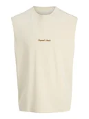 Koszulki męskie - Jack & Jones Tank top Norrebro Emb 12292009 Écru Regular Fit - miniaturka - grafika 1