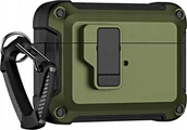 Akcesoria do słuchawek - Hurtel Pro Armour Airpods Case with hook - AirPods 4 olive - miniaturka - grafika 1