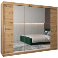 Szafy - Szafa przesuwna trzydrzwiowa garderoba z lustrem i półkami Tokyo 2 250 artisan sonoma czarna biała - miniaturka - grafika 1