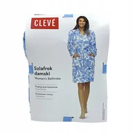 Szlafroki damskie - Cleve Szlafrok damski z kieszeniami kwiatowe wzory niebieski L/XL - miniaturka - grafika 1