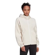 Bluzy damskie - Bluza damska Adidas Sportswear Studio Lounge rozsuwana z kapturem beżowa-S - miniaturka - grafika 1