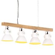 Lampy sufitowe - vidaXL Industrialna lampa sufitowa, biała, E27, drewno mango 320524 - miniaturka - grafika 1