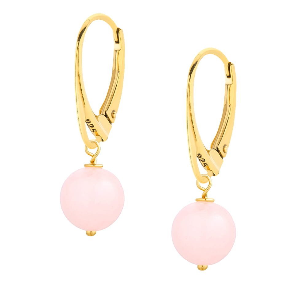 MYNESS Kolczyki pozłacane z kwarcem różowym