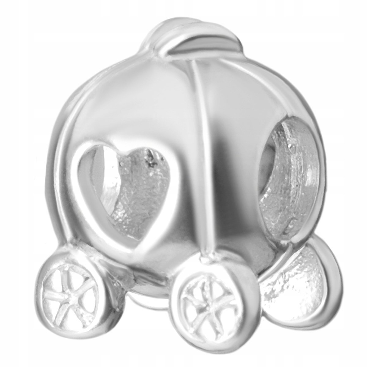 Charms Srebrny Wózek Karoca Serce Bajka Disney Serduszko SREBRO 925