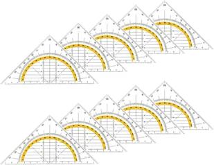 Ekierka z Tworzywa Sztucznego, Zestaw do Geometrii, 10 Sztuk - Linijki, ekierki - miniaturka - grafika 1