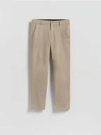Spodnie męskie - Reserved - Bawełniane spodnie slim fit - beżowy - miniaturka - grafika 1