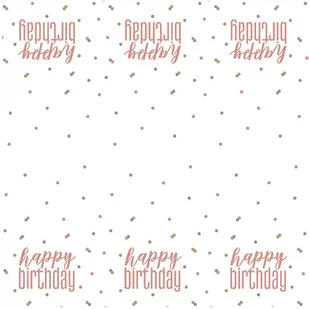 Unique Obrus urodzinowy różowe złoto Happy Birthday - 137 x 213 cm - 1 szt. U84894 - Dekoracje i nakrycia stołu na imprezę - miniaturka - grafika 1