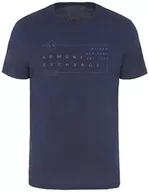 Koszulki męskie - Armani Exchange Męski t-shirt z logo Regular Fit Tonal, granatowy blezer, XL - miniaturka - grafika 1