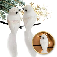 Ozdoby bożonarodzeniowe - Komplet zawieszek białe ptaszki na choinkę BSN49 - miniaturka - grafika 1