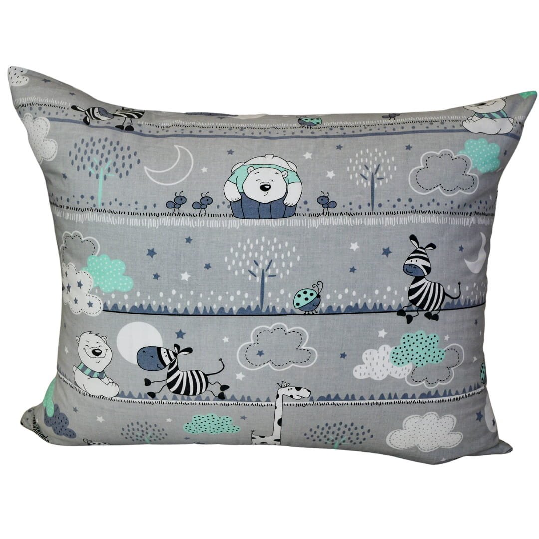 Poszewka Dziecięca 40x60 Bawełniana Misie Zdzisie Seledyn Wysoka Jakość Polski Producent