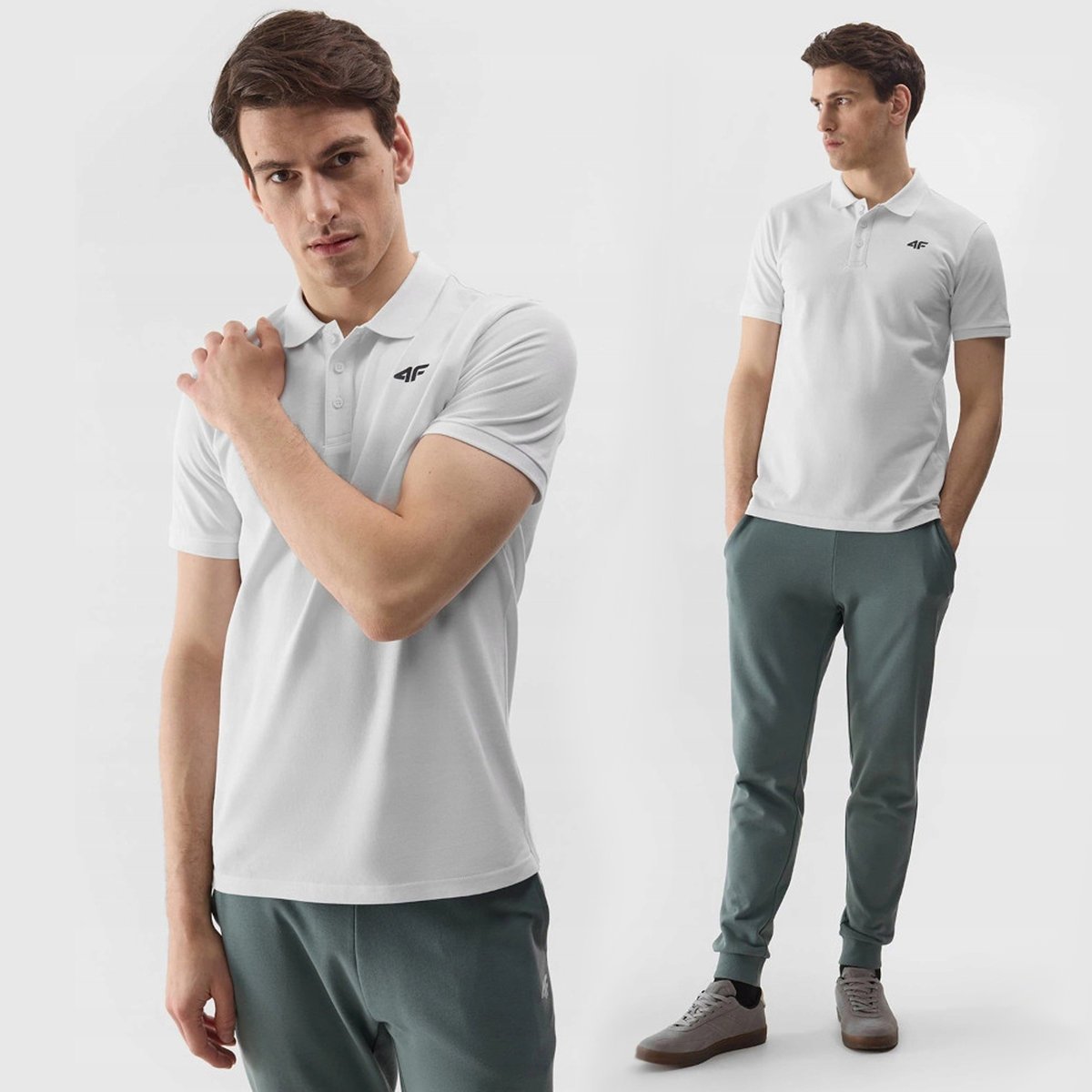 Koszulka Polo Męska 4F Regular Z Kołnierzem Biała Klasyczna Casual 3XL