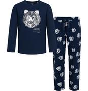 Piżamy chłopięce - Piżama z długim rękawem dla chłopca, z niedźwiedziem, granatowa 9-13 lat - miniaturka - grafika 1
