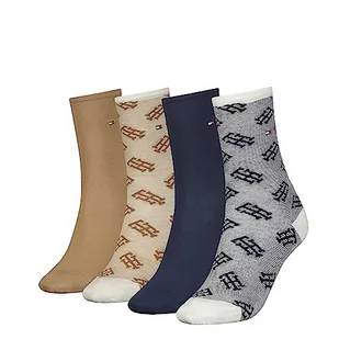 Tommy Hilfiger Skarpety damskie CLSSC (4 sztuki), Granatowy/khaki Combo, 39-42 EU - Skarpetki damskie - miniaturka - grafika 1