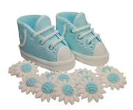 Dodatki do ciast w proszku - Zestaw na tort Buciki niebieskie - chrzest roczek /NB12 - miniaturka - grafika 1