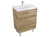 Szafki łazienkowe - Szafka Stojąca Z Umywalką ATHD 60 cm - Dąb Evoke Coast Mat - Uchwyty Stal Szczotkowana - miniaturka - grafika 1