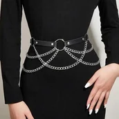 Paski - Pas pasek gotycki łańcuchy harness uprząż punk goth plus size 3XL 109-138cm - miniaturka - grafika 1