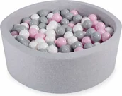 Suche baseny - Angelove Basen z Piłeczkami Dla Dzieci - 90X30cm Jasnoszary - z 200 piłeczkami 7Cm: Pastelowy różowy/szary/biały - miniaturka - grafika 1