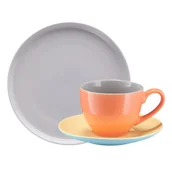 Serwisy do kawy i herbaty - Serwis kawowy porcelanowy na 6 osób BORNEO orange-grey-yellow-blue - miniaturka - grafika 1
