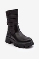 Botki damskie - Śniegowce Botki Ocieplane Na Suwak Czarne Big Star MM274068 -38 - miniaturka - grafika 1