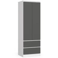 Szafy - Szafa STAR S 60 cm 2 drzwi 2 szuflady - biała-grafit szary - miniaturka - grafika 1