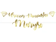 Dekoracje sali - Baner z napisem Wieczór Panieński złoty + imię - miniaturka - grafika 1