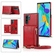 Torebki damskie - Do Huawei P30 Pro Kwadratowa torba z portfelem na zamek TPU + PU Tylna okładka z uchwytem i miejscami na karty oraz portfelem i paskiem na ramię - miniaturka - grafika 1