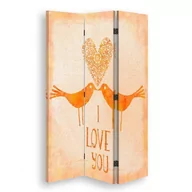 Parawany - Parawan pokojowy FEEBY, Pomarańczowe ”I Love You”, Obrotowy 110x170cm 3-częściowy - miniaturka - grafika 1