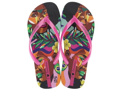 IPANEMA Graffiti IV Fem, japonki damskie, różowe/zielone, 37 EU, Różowy, zielony, 37 EU