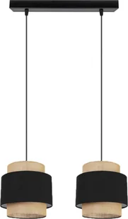 Lampa wisząca Solar Lampa wisząca sufitowa żyrandol BOHO len i czerń 2 żarówki - Lampy sufitowe - miniaturka - grafika 1