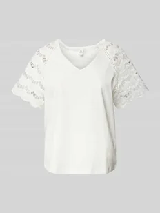 T-shirt o kroju regular fit z ażurową koronką model ‘BLASY’ - Koszulki i topy damskie - miniaturka - grafika 1